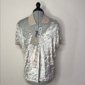 Tom Ford Silver Velvet Polo Shirt - Brand New Size 54 (US XXL)